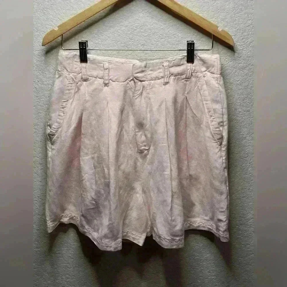 Free People Calla Pleated Linen Blend Trouser Shorts Pink Size 6  NWT - Picture 3 of 7